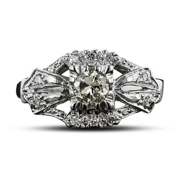 Victorian Edwardian Diamond Engagement Ring, Cluster Shank Diamond Ring, Vintage Round Diamond Wedding Ring, 2.3 Ct Simulated Diamond, 925 Sterling Silver, Anniversary Gift Ring For Wife