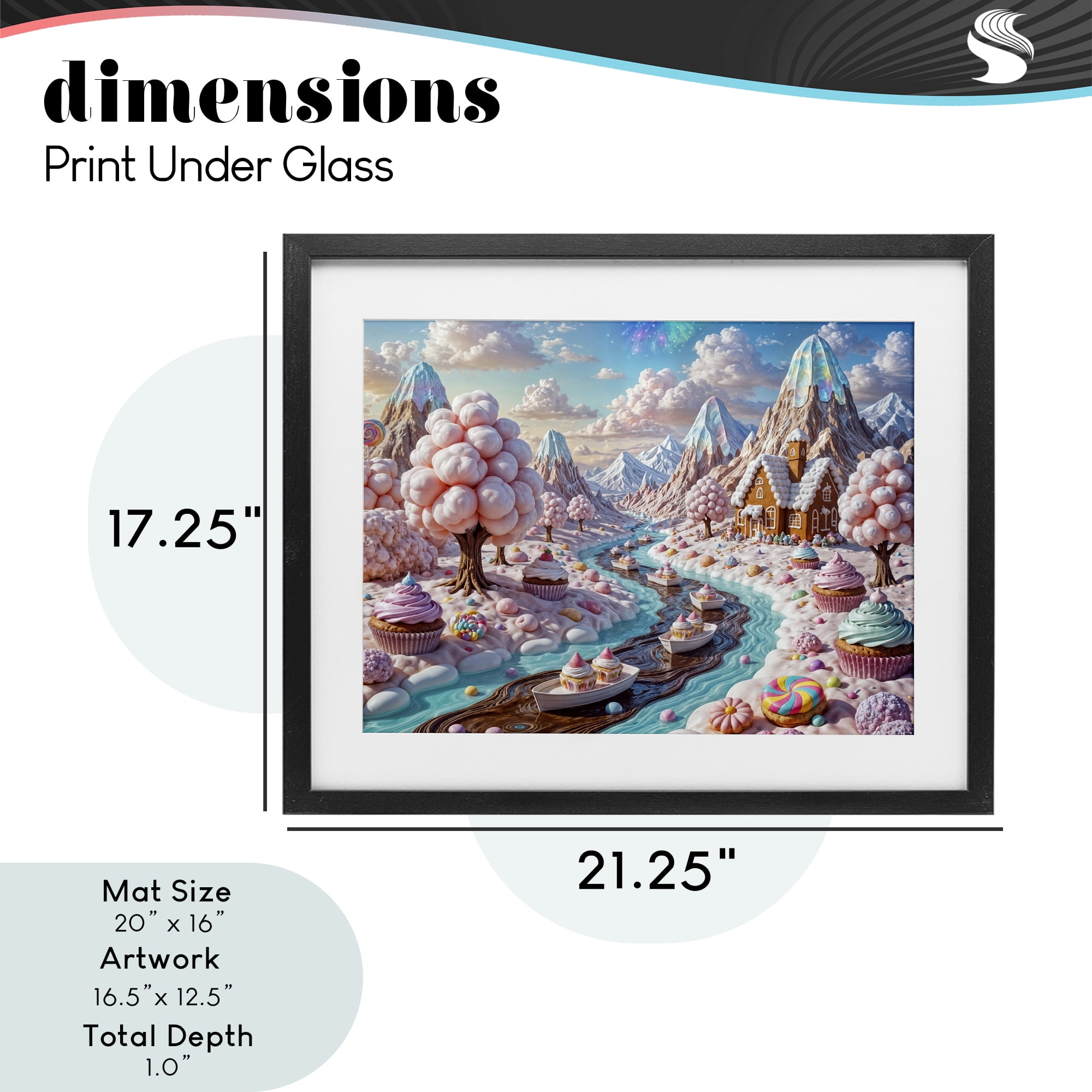 Stupell Industries Dreamlike Candy Land Whimsy Black Framed Print Under Glass, design by Tabz Jones