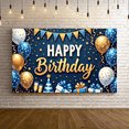 thumbnail image 4 of Festive Blue Theme Happy Birthday Banner Decorative Gold Stars Party Decorations for Celebration Event Indoor Decoration Gift, 4 of 5