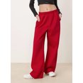 thumbnail image 4 of Argulvti Women Track Pants Elastic Waist Solid Color Causal Wide Leg Lounge Trousers with Pockets, 4 of 8