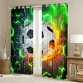 thumbnail image 2 of Soccer Curtains, Football Blackout Curtains Room Decor, Green Gradient Hexagon Curtains & Drapes Soccer Gifts For Teen, Geometric Honeycomb Window Treatments 42"Wx90"L 2 Panels, 2 of 5