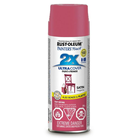 Rust-Oleum Painter's Touch 2X Ultra Cover Multi-Purpose Paint And Primer in Satin Magenta, 340 G Aerosol Spray Paint