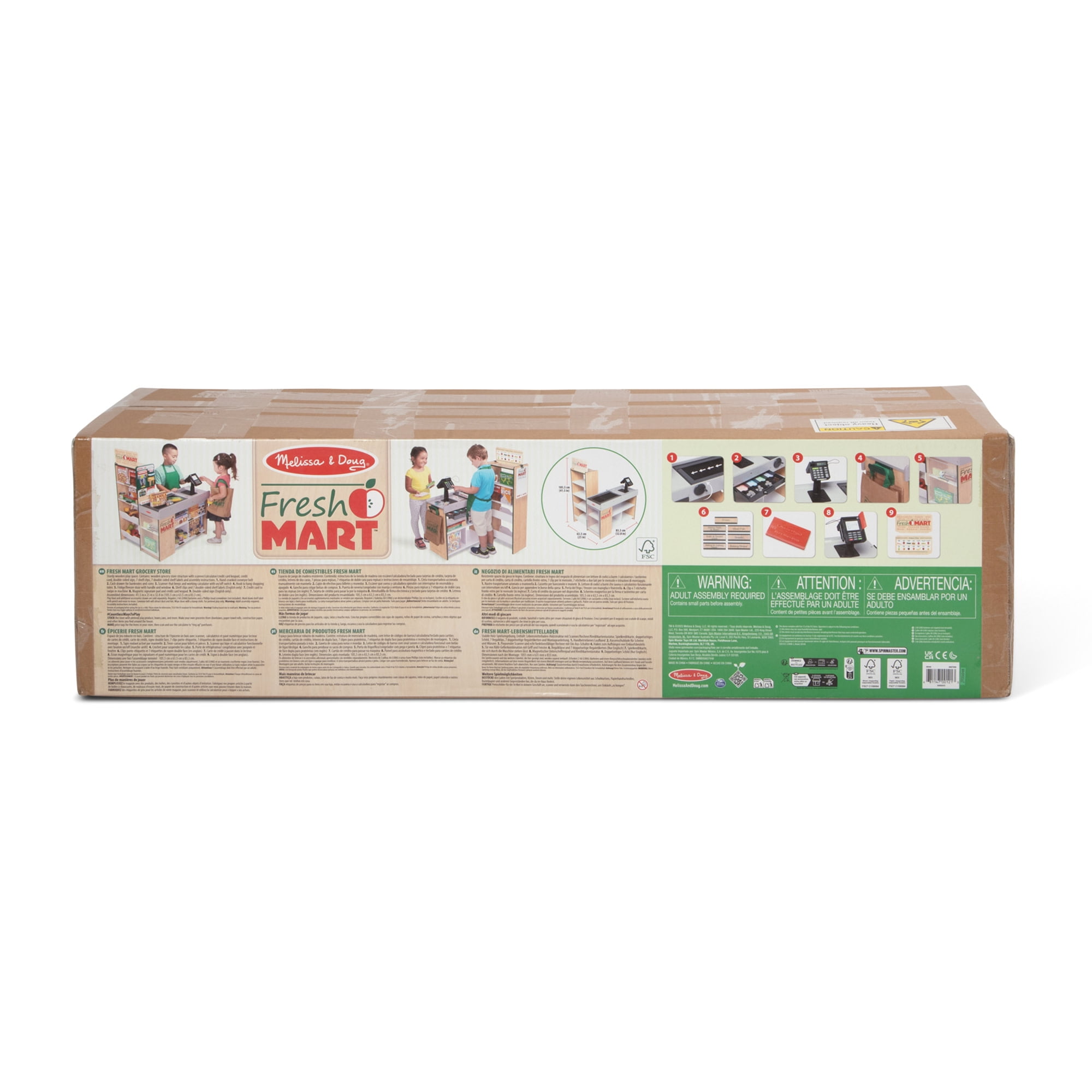 Melissa & Doug Fresh Mart Pretend Grocery Store with Cash Register, Scanner, & Conveyor Belt for Children 3Y+ - FSC Certified