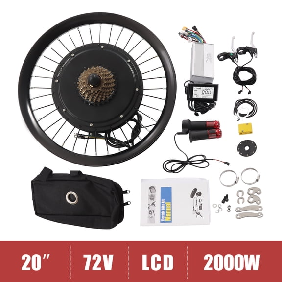 Miumaeov 72V 2000W E-Bike Rear Wheel Motor Electric Bicycle Conversion Kit with LCD Display