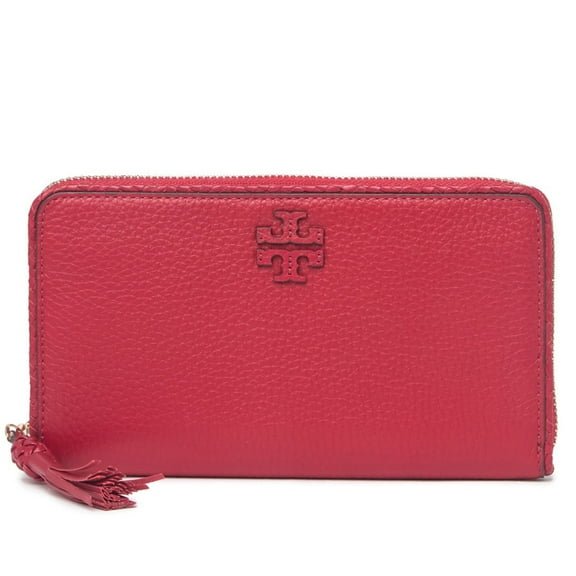 Tory Burch Women's Taylor Pebbled Leather Zip Around Continental Wallet (Kir Royale)