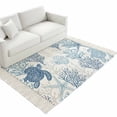 thumbnail image 4 of Navy Blue Grey Coastal Washable Area Rug 3'x5',Sea Turtle Nautical Coral Summer Beach Woven Cotton Tassels Kitchen Rugs,Non Slip Indoor Door Mat Throw Carpet for Entryway Living Room Laundry Room, 4 of 9