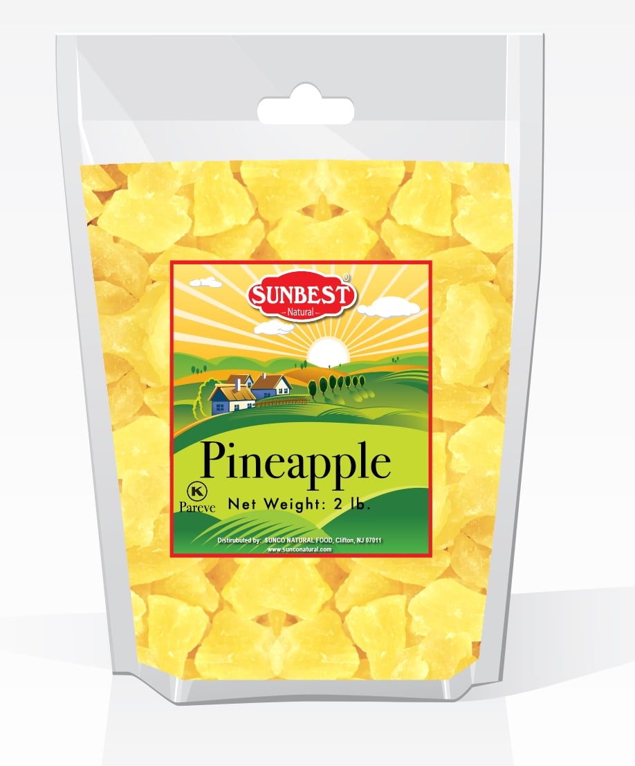 SUNBEST Dried Pineapple Chunks in Resealable Bag(2 Lb)