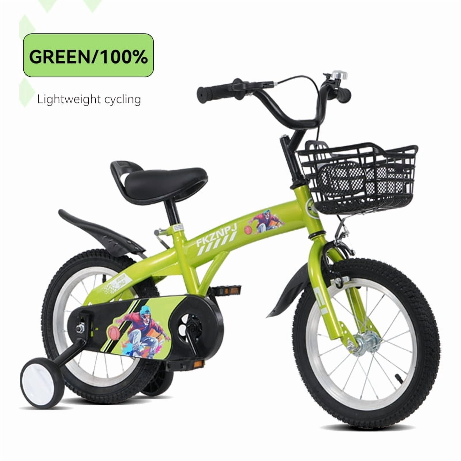 Alvantor Kids Bike 18" Adjustable Bicycle with Training Wheels & Basket for Aged 5-10 Girls & Boys Pink