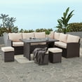 thumbnail image 6 of AECOJOY 7 Piece Patio Conversation Set, Outdoor Sectional Sofa Rattan Wicker Dining Furniture in Beige, 6 of 9