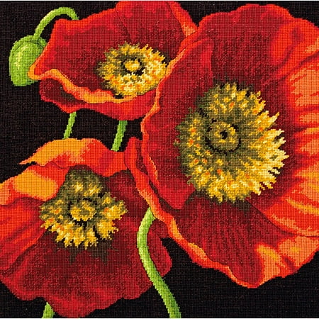 Dimensions "Red Poppy Trio" Needlepoint Kit, 14" x 14"