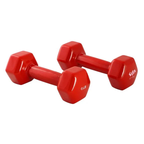 JFIT Vinyl Dumbbell (Set of 2), 6 LBS