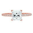 thumbnail image 5 of 1.66 ct Princess Cut Genuine Cultured Diamond VS1-VS2 J-K 14K Rose Gold Promise Wedding Statement Engagement Designer Ring W/ Crystal side stones size 9.5, 5 of 7