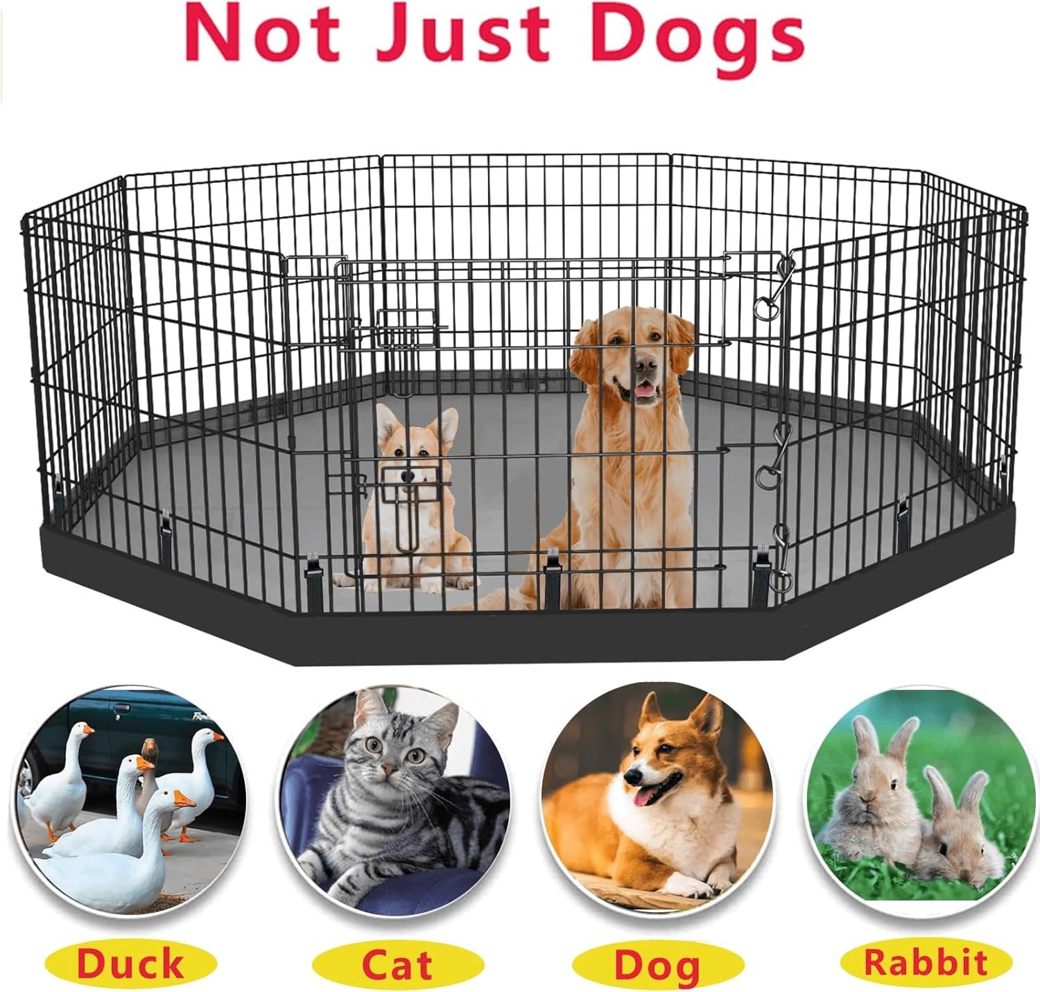 Playpen Bottom Pad Fits for 24 Inch 8 Panels Regular Octagon Metal Exercise Pet Playpen,  Crate Pad Puppy Playpen Pad. (Note: Playpen Not Included) -PureBlack