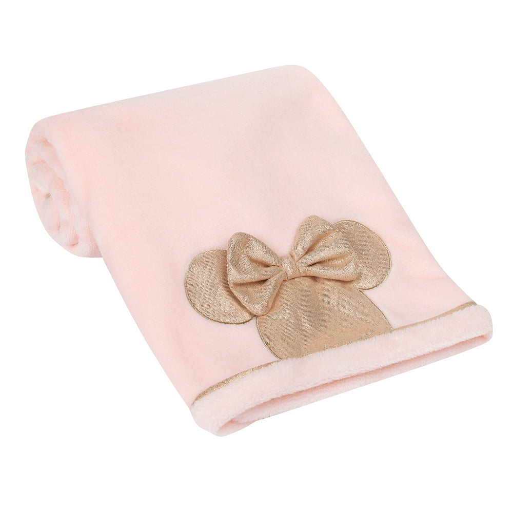 Lambs & Ivy Disney Baby Pink/Rose Gold MINNIE MOUSE Appliqued Baby