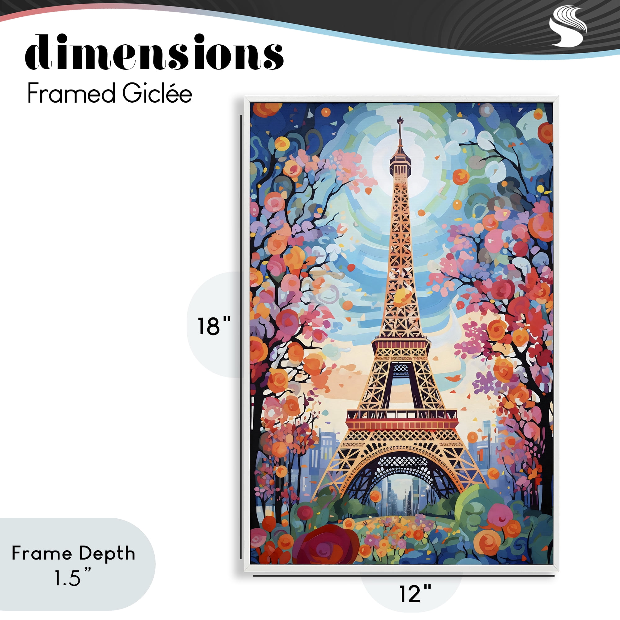 Stupell Industries Eiffel Tower Nighttime Bloom White Framed Giclee Art, design by Creative Studio