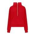 thumbnail image 5 of Spring Tops for Women Womens Tops Long Sleeve Fall Plus Half Zip Cropped Hoodies Fleece Quarter Zip Up Pullover Sweatshirts Winter Clothes Stand Collar Sweater Coat, 5 of 6