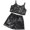 Black, variant on Mercatoo Toddler Baby Girl Faux Leather Outfits Strap Crop Tops Leather Shorts Set Little Girls Fashion Christmas Dress Baby