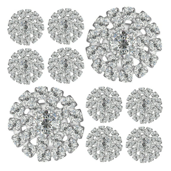PTOOTP Alloy Rhinestone Buttons Silver DIY Craft Supplies 10Pcs