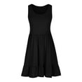thumbnail image 3 of Fartey Midi Dresses for Women Summer Casual Short Sleeve Smocked Dress 2025 High Waist Ruffle Tiered Flowy Sundresses Fashion Colorblock Dress Black XXL, 3 of 5