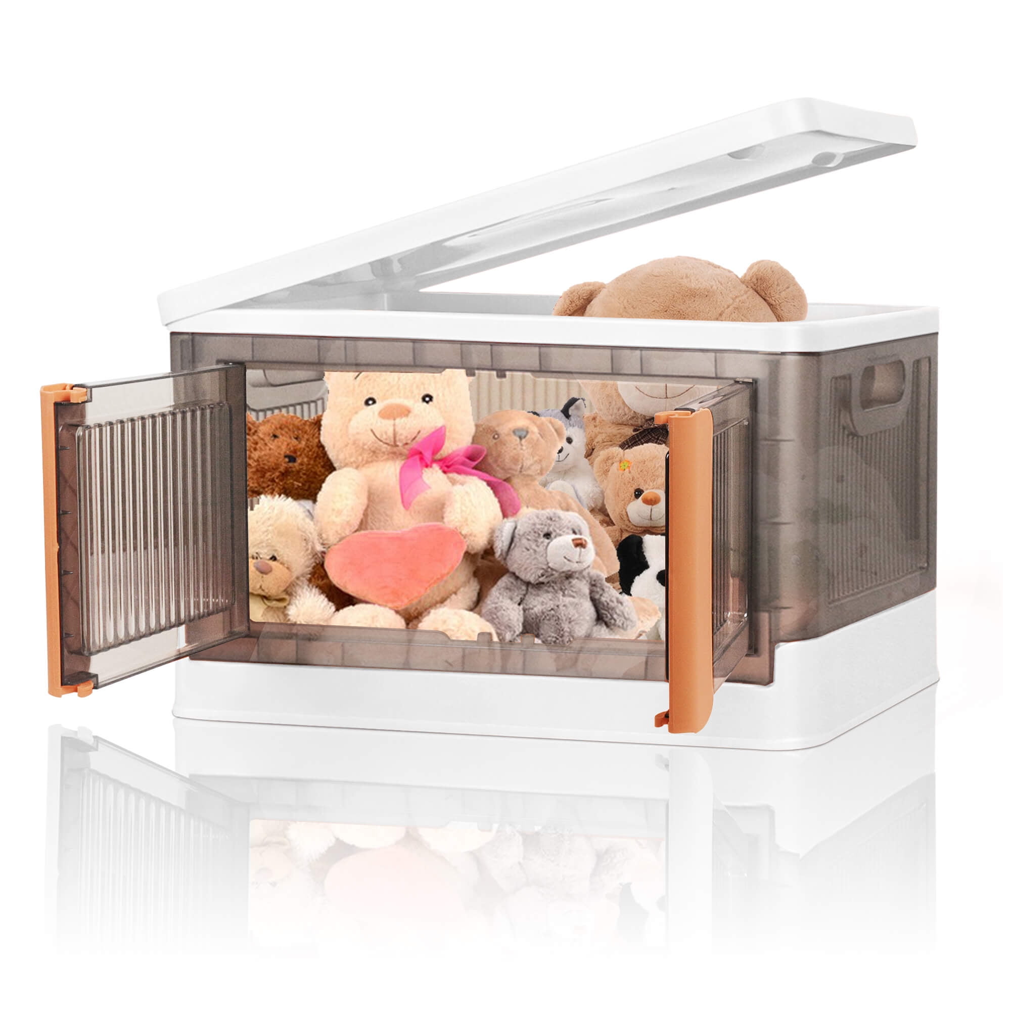 Stackable Plastic Closet Organizer Bins with Lids, 8.4Gal Clear Storage