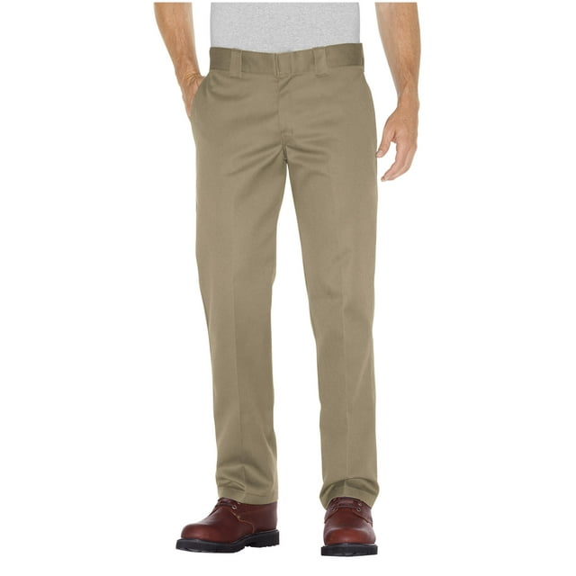Dickies Mens Slim Fit Straight Leg Work Pants, 32W x 30L, Khaki