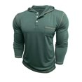 thumbnail image 4 of KHONTS Men's Henley Hooded Shirts Long Sleeve Casual Button up T Shirt Lightweight Pullover Shirt with Pocket Green M, 4 of 6