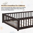 thumbnail image 6 of Twin Floor Bed Frame for Toddler, Montessori Floor Bed with Fence and Wood Slats, Low Wood Platform Beds for Girls Boys Kids Happy Time, Espresso, 6 of 7