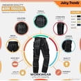 thumbnail image 2 of Men’s Cargo Work Pants – Heavy Duty Safety Trousers with Reinforced Knees and Utility Tool Pockets Black, 2 of 2
