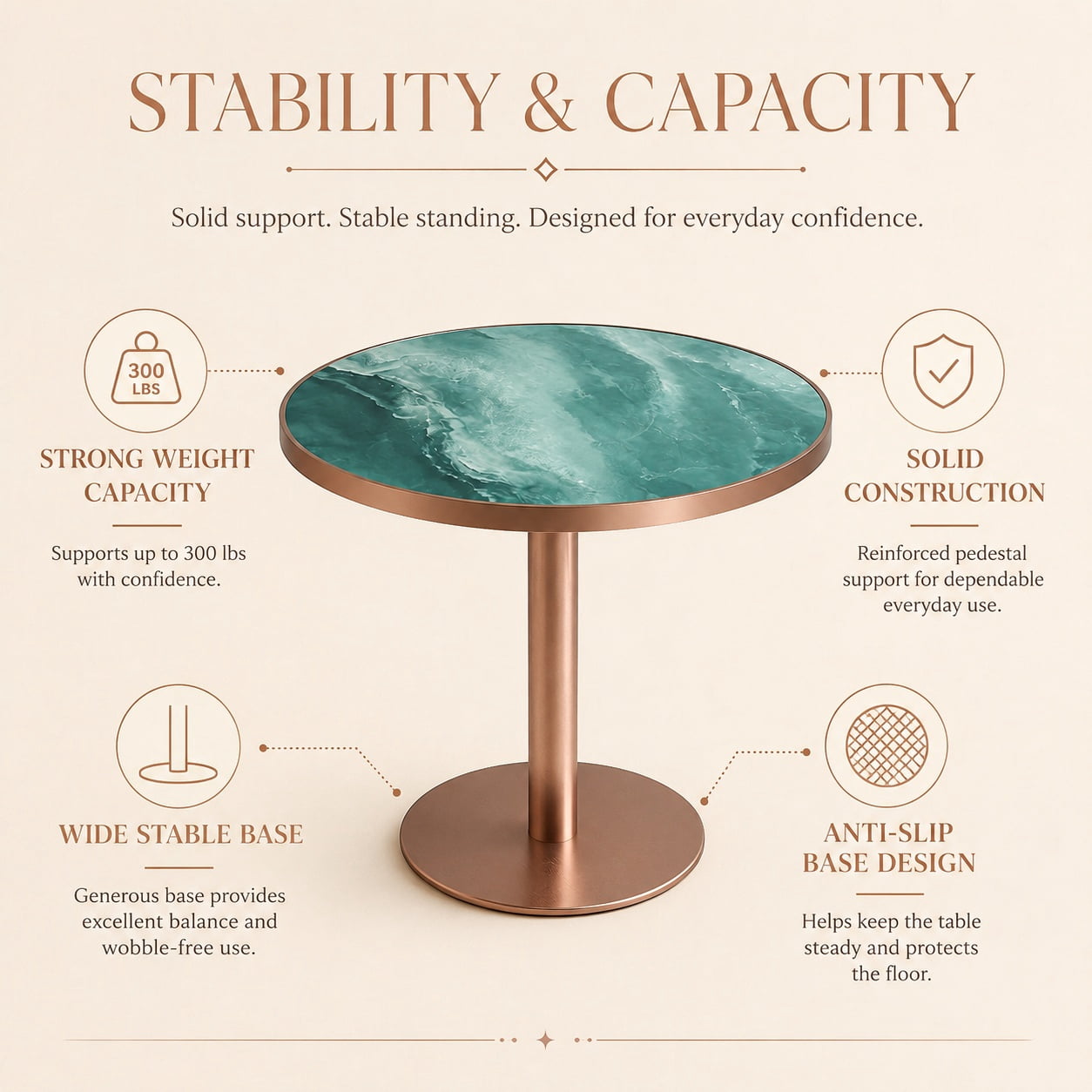 Aukfa 31.5" Round Sintered Stone Dining Table for 2-4, Kitchen Table Tulip Table with Rose Gold Pedestal Base for Bistro Small Apartment,Emerald Green