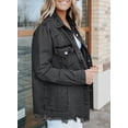 thumbnail image 3 of HOTAPEI Denim Jackets for Women Oversized Jean Jacket Raw Hem Denim Jacket Casual Boyfriend Jean Jacket With 4 Pockets, 3 of 5