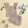 thumbnail image 3 of Hienoo Newborn Girls Clothes Outfits Sleeveless Plaid Vest Ruffles Shorts 2 Piece Set, 3 of 5