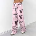thumbnail image 5 of Hearthz Women Pajama Pant Drawstring Wide Leg Valentine's Day Bowknot Women’s Lounge Pants Baggy Soft Comfy Lightweight Sleep Pants for Women, 5 of 7