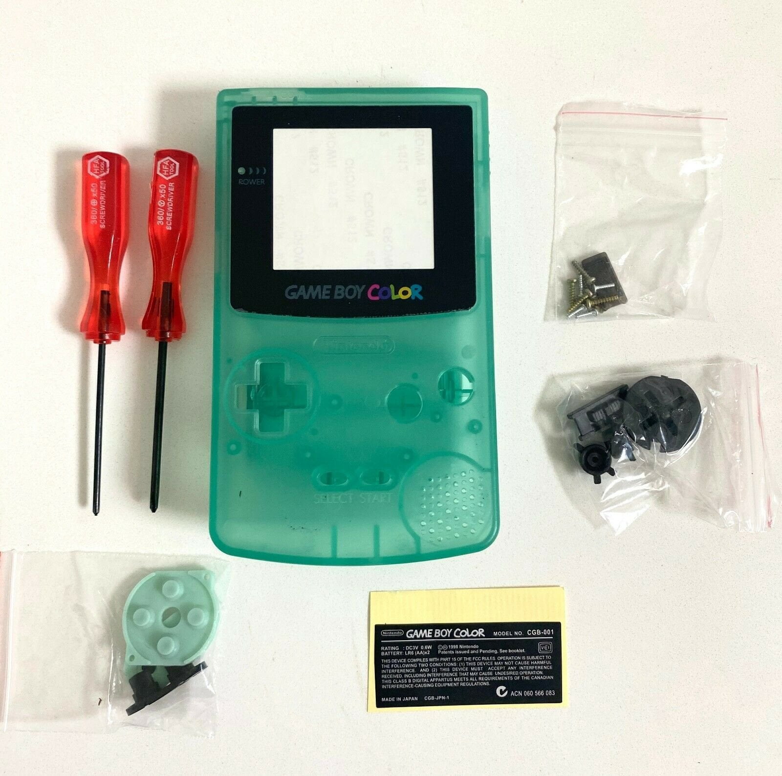 3 Custodie Trasparenti Verdi Per Cartucce Game Boy Color GBC | Gusci Di Ricambio Aftermarket