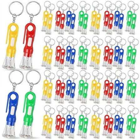 100Pcs Mini Flashlight Keychain Bulk for Kids Assorted Colors Torch Keyring Flashlights LED Keychain Multicolor plastic