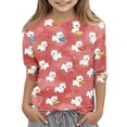 thumbnail image 3 of Grblisyd Girls Shirts Size 10-12 3/4 Sleeve Cute Animal Print T Shirts Kids Crewneck Casual Tops Graphic Tees, 3 of 6