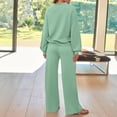thumbnail image 5 of Two Piece Sets for Women Mock Neck Matching Sets Loungewear Fall Clothes Travel Outfits Fashion 2025 Light Green L, 5 of 6