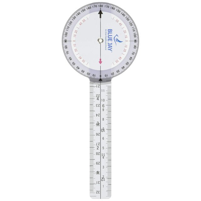 Transparent 8" (In) Plastic Goniometer 360 Degree Protractor Style- Range of Motion Testing- Physical & Occupational Therapy, Sports Medicine, Orthopedic, Chiropractic- ISOM Std- Durable & Lightweight