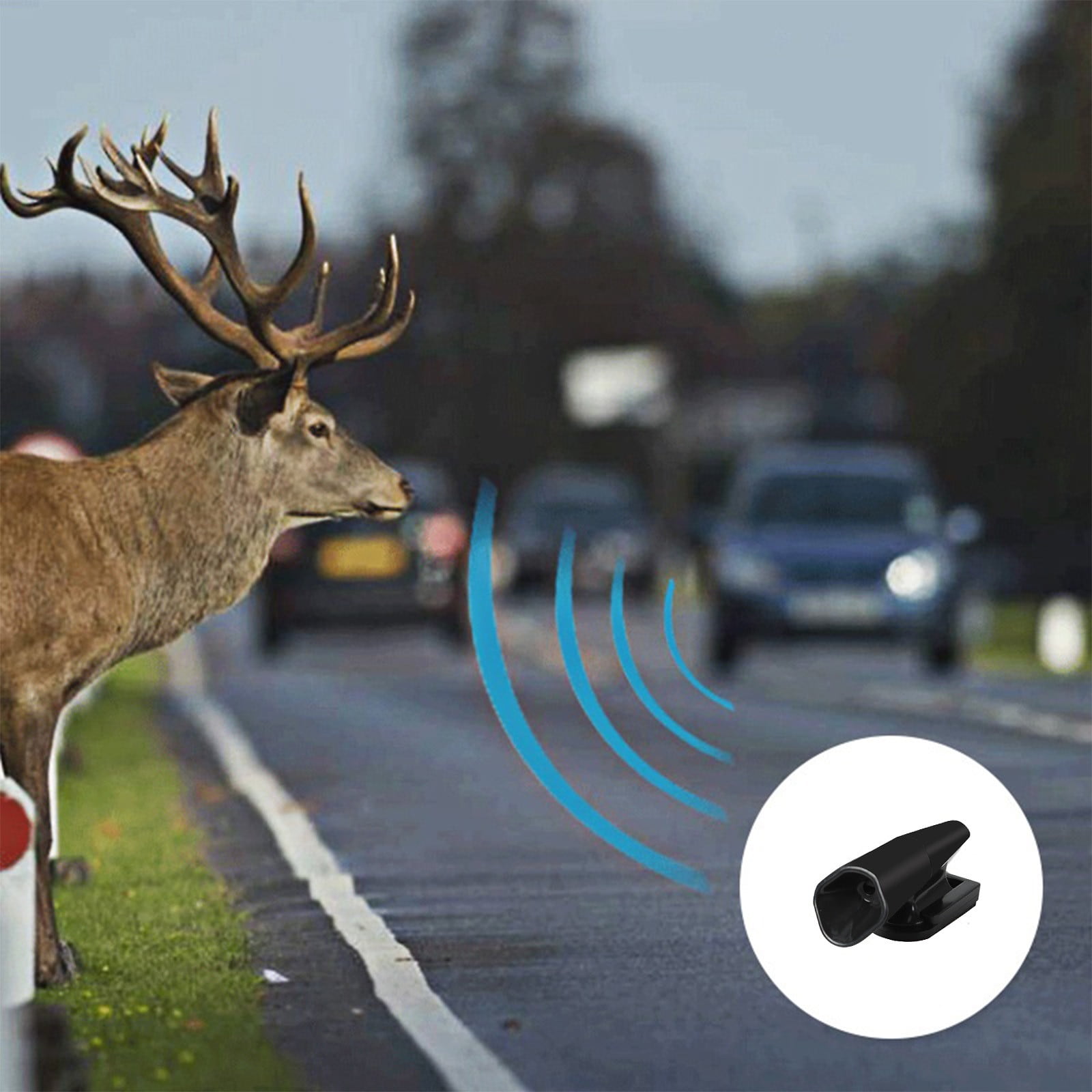 Lot 8 Sifflets Anti-Cerfs Pour Voiture - Répulsif Ultrasonore Double Construction + 28 Bandes 3M, Noir, Protection Collision Animaux Routiers