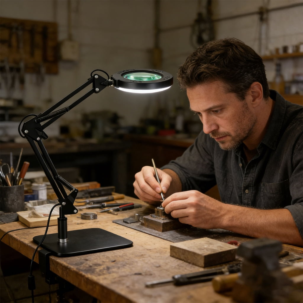 Brilliant Led Magnifying Lamp Offering Extendable Arm And Strong Metal Support