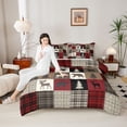 thumbnail image 5 of Feelyou Rustic Farmhouse Bear Bedding Comforter Set, Reindeer Moose Wildlife Twin Comforter Sets, Red Brown Square Plaid Reversible Bedding Set, Ultra Soft Bedroom Decor, 2-Piece, 5 of 9