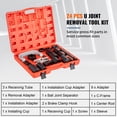 thumbnail image 3 of VEVOR Ball Joint Press Kit, 24 PCS, U Joint Removal Tool Kit 4WD Adapters, Works on Most 2WD and 4WD Cars & Light Trucks, Carbon Steel Brake Anchor Pins Press and Removal Tools w/ Case, 3 of 9