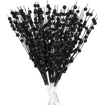 Artificial Glitter Berry Stems Silvery Decorations,17 inch Christmas Ornaments Glittery Berries Xmas Tree Wreath Vase Filler Home Decoration,Black,10 pack