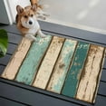 thumbnail image 4 of Farmhouse Teal Brown Bathroom Mat 2x3 FT, Non Slip Small Kitchen Mat, Vintage Retro Ombre Wooden Washable Soft Backed Front Door Throw Rug Non-Shedding Indoor Outdoor Doormat for Entryway Sink, 4 of 9
