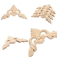 thumbnail image 3 of Uxcell 4Pcs Apliques de Madera Tallada, 12x12 cm/4.7x4.7 in Esquinas sin Pintar Decoraciones de Flores para Puertas, 3 of 6