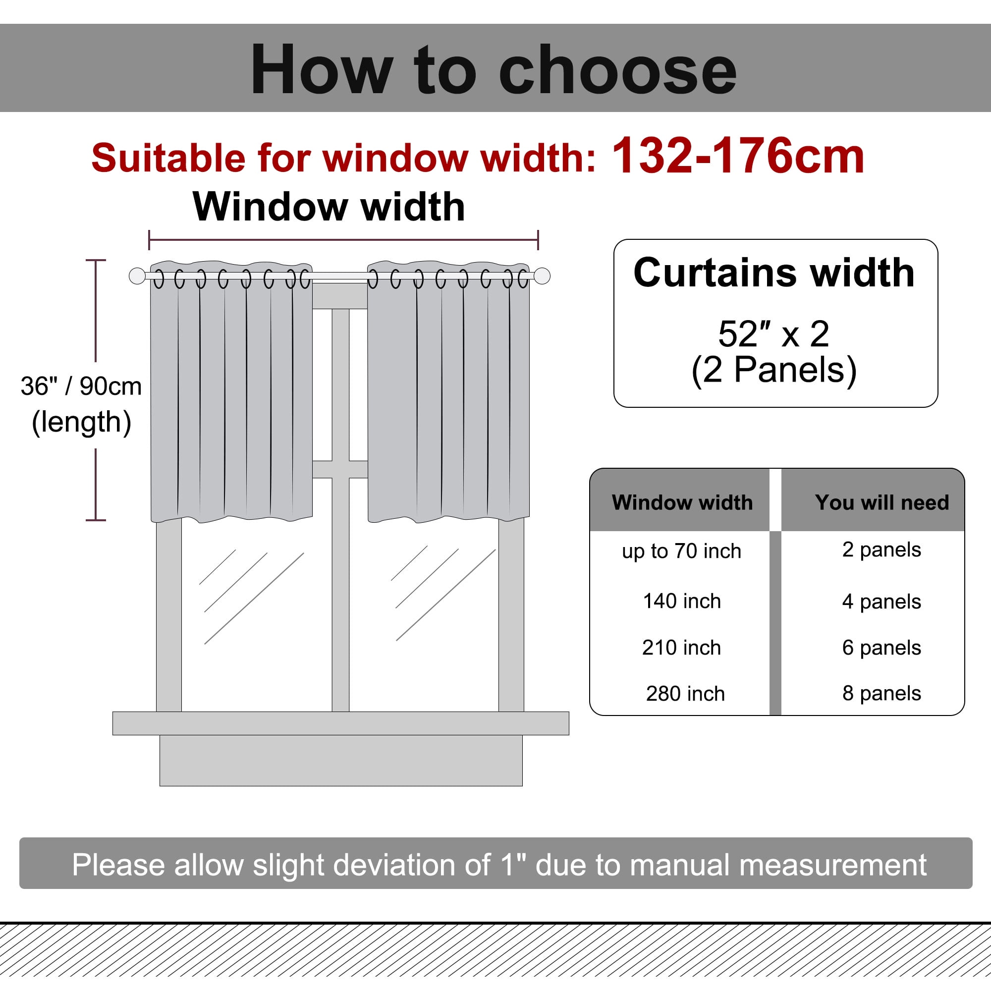 Unique Bargains Blackout Window Curtains Kitchen Panels Set of 2 Black 52" x 36"