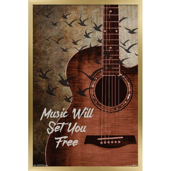 Music Will Set You Free Wall Poster, 14.725" x 22.375", Framed