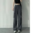 thumbnail image 3 of MuZeFu Sweatpants Women Baggy Wide Leg Women's High Waisted Wide Leg Straight Tube Casual Sports Overalls Pants, 3 of 4
