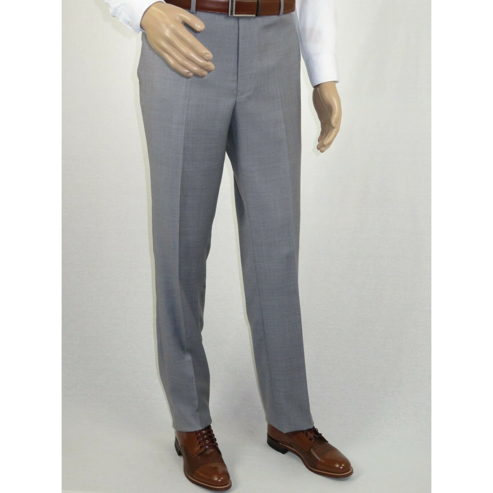 Homme MANTONI Flat Front Pantalon Tous en laine super 140's Classic Fit 46306-2 Gris