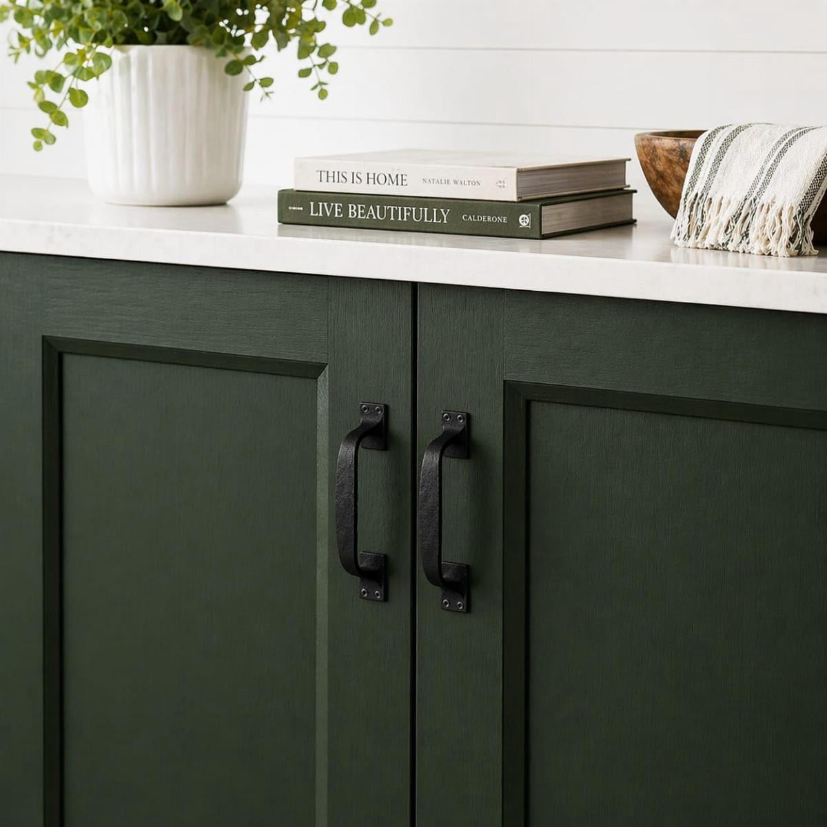 Renovators Supply 10 Pack Cabinet Handles 6" Black Wrought Iron Drawer Pulls/Kitchen Cabinet Handles w/Screws