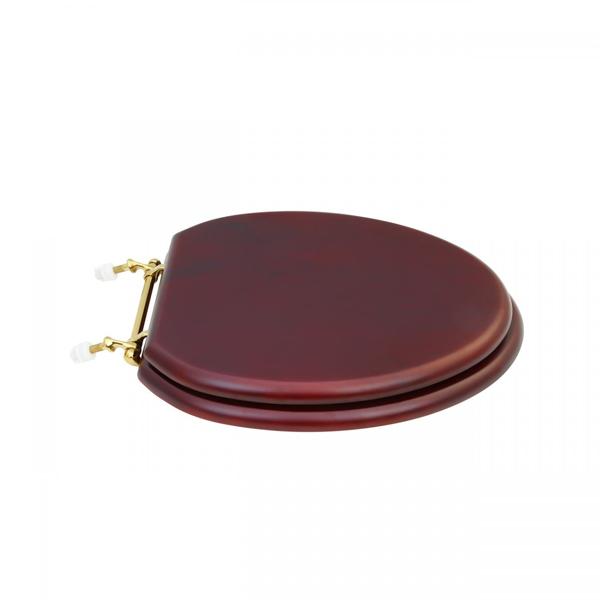 Renovators Supply Cherry Finish Wooden Elongated Toilet Seat 17.63"x14.5" w/Brass PVD Hinges & Stabilizers